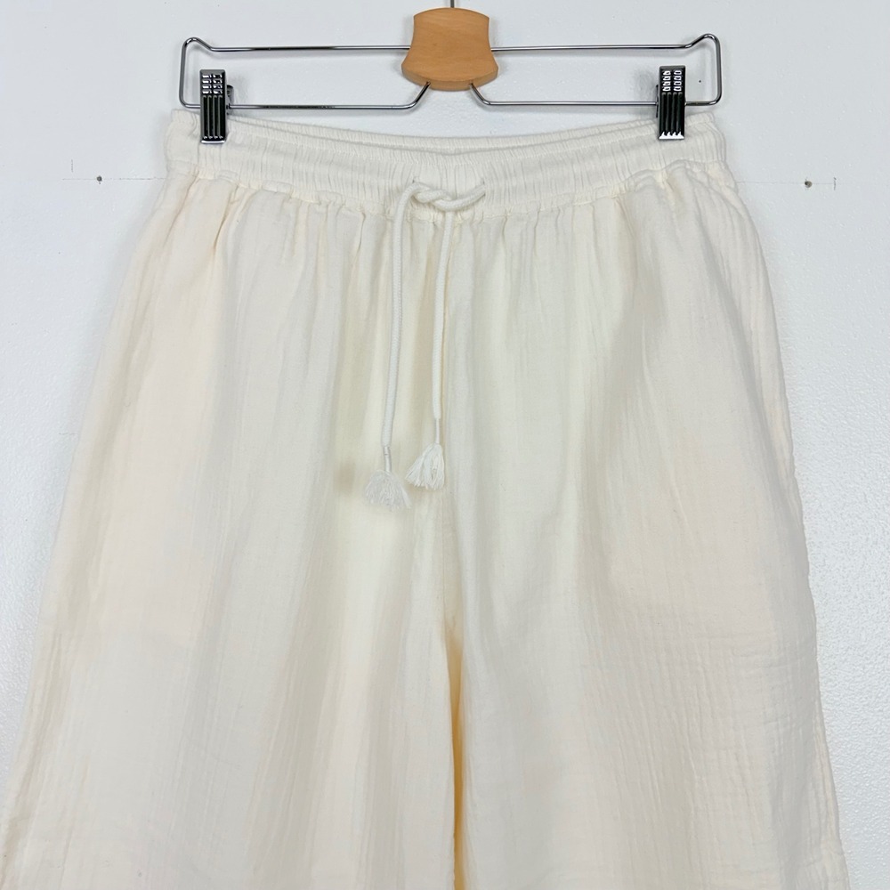 Madewell Double Gauze Wide-Leg Pants S Cream Pull-On Drawstring Beach Cotton - Picture 4 of 15